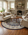 Persian Elegance Collection Area Rug -  Kerman (Navy Blue) Round Navy Blue  lifestyle 38