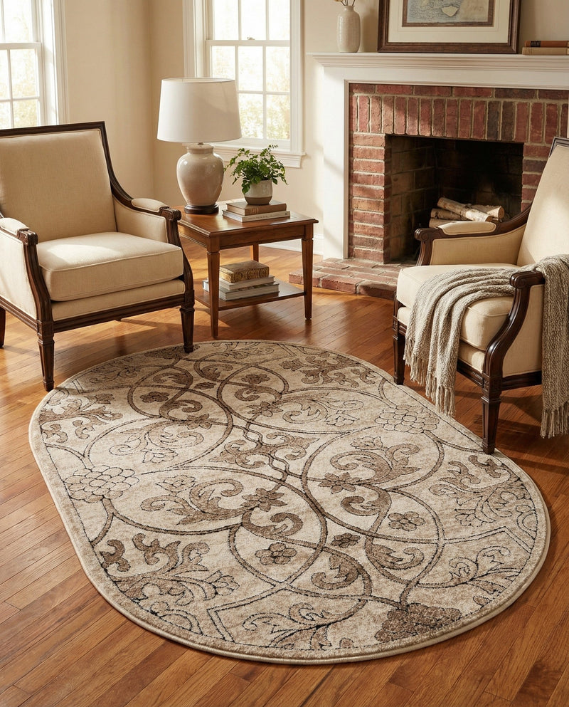 Andes Summit Collection Area Rug -  Merida Oval Dark Beige  lifestyle 45