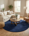 Solid Shag Seaside Collection Area Rug - Azure Cove (Navy Blue) Round Navy Blue  lifestyle 79