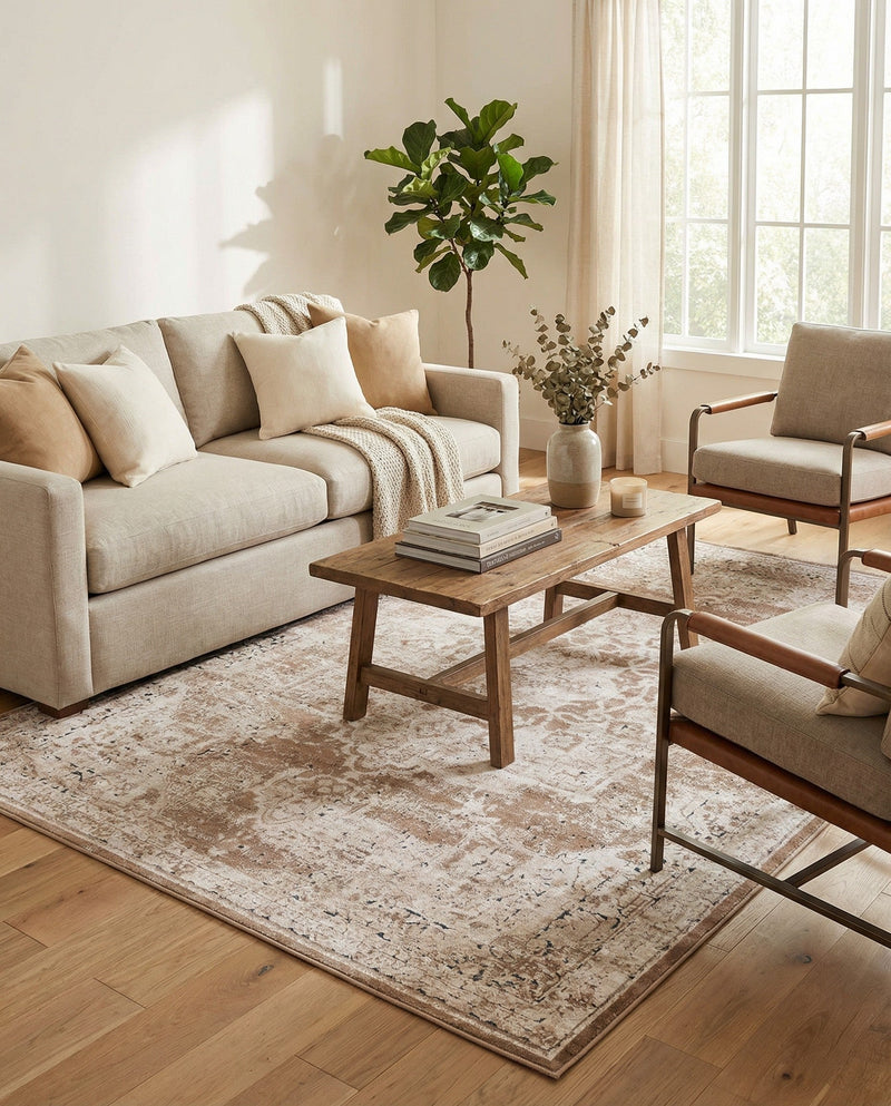 Coastal Manor Collection Area Rug -  Pelican Rectangle Khaki  lifestyle 47