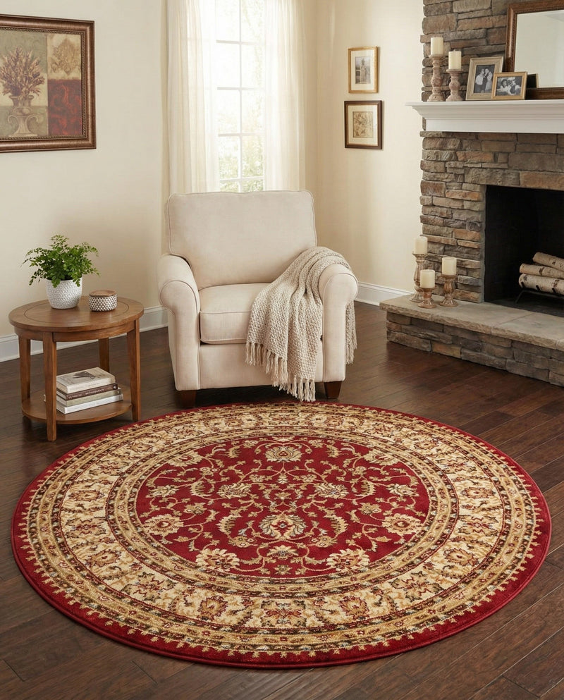 Jaipur Elegance Collection Area Rug -  Nahargarh (Red) Round Red  lifestyle 35