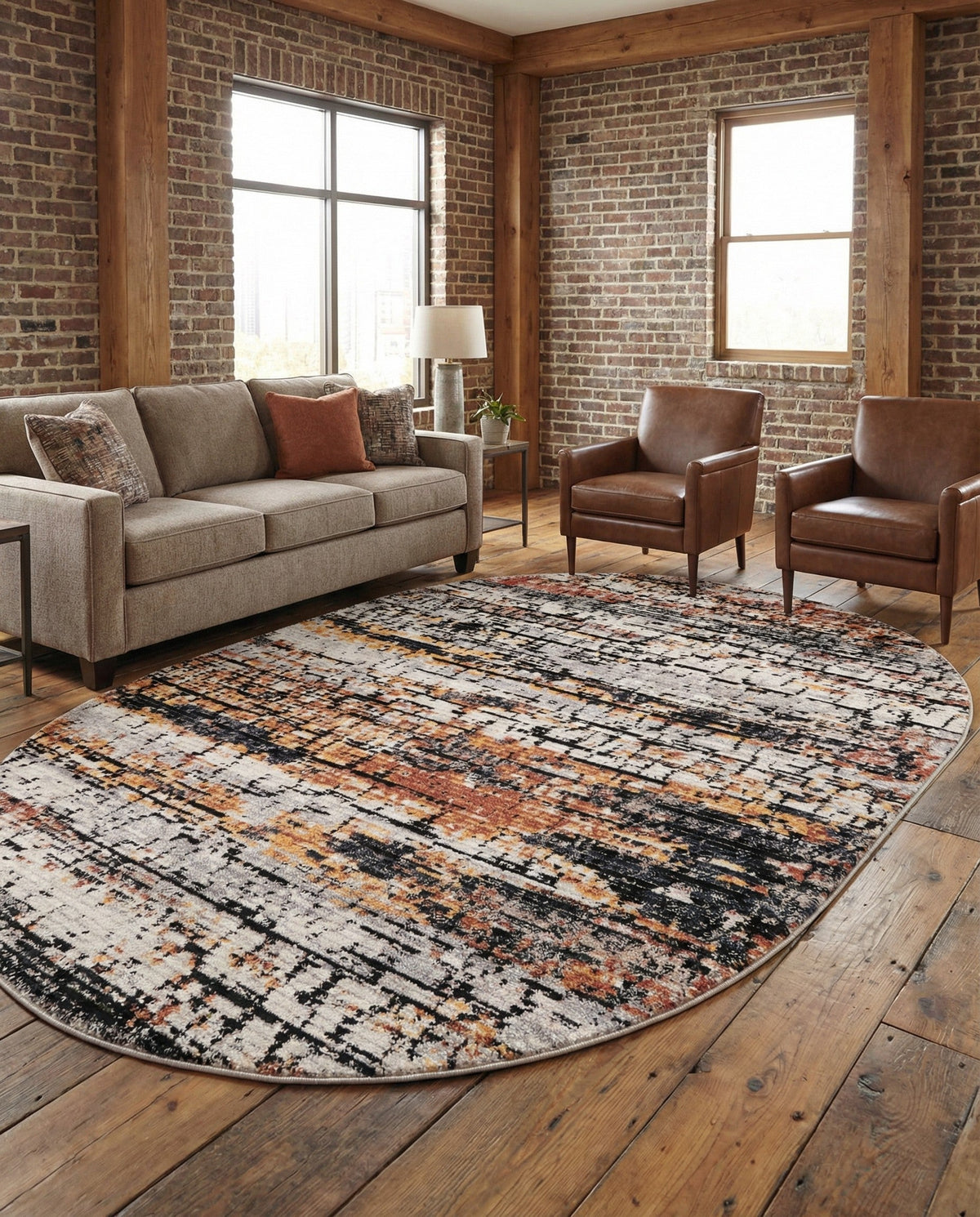 Santa Fe Trails Collection Area Rug -  Chaparral Oval Multi  lifestyle 69