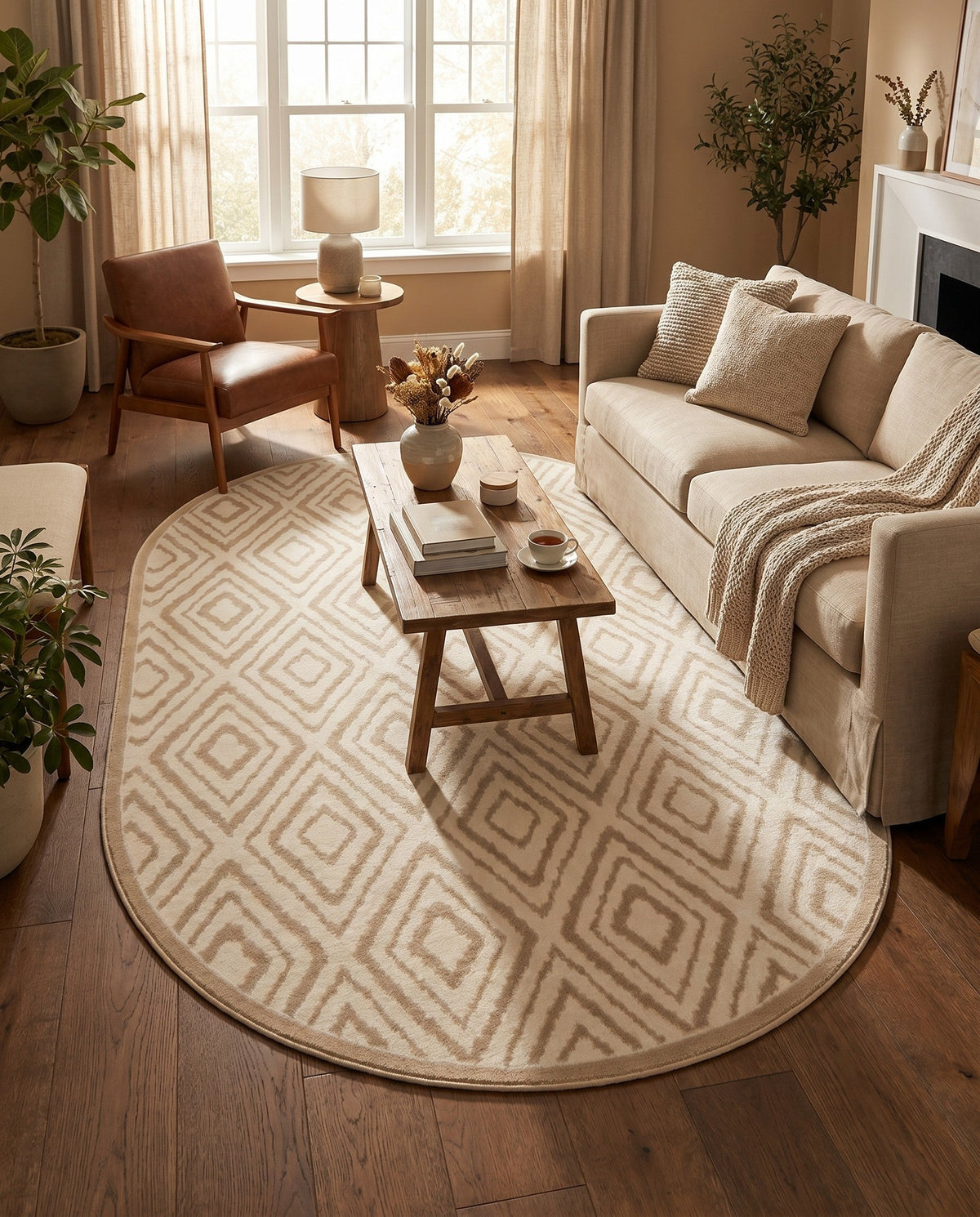 Sanctuary Retreat Collection Area Rug -  Oasis Oval Snow White  lifestyle 124