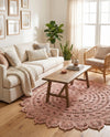 Woven Seaside Jute Collection Area Rug - Coastalhaven (Pink) Round Pink  lifestyle 15