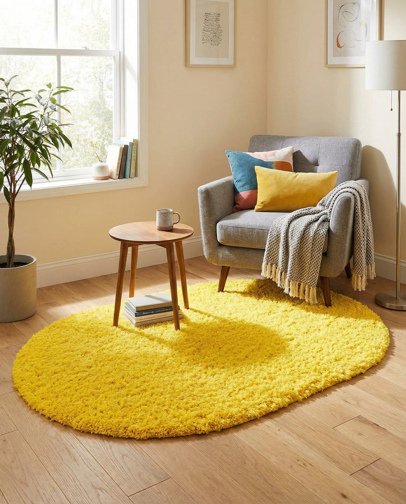 Plush Oasis Collection Area Rug - Serenity (Tuscan Sun Yellow) Oval Tuscan Sun Yellow  lifestyle 29