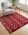 Berber Lattice Shag Collection Area Rug - Atlas (Burgundy Red) Square Burgundy Red  lifestyle 36