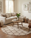 Lattice Gardens Collection Area Rug -  Bloomfield (Beige and Light Brown) Round Beige and Light Brown  lifestyle 44
