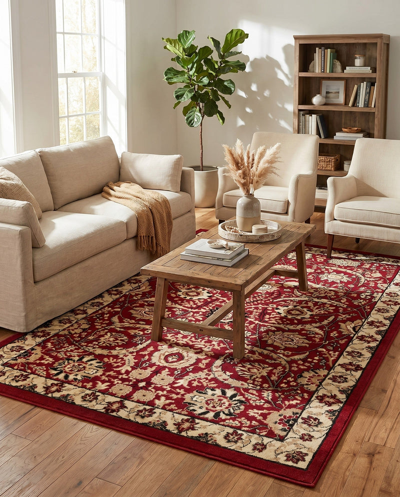 Tabriz Tapestry Collection Area Rug - Sahand (Red) Rectangle Red  lifestyle 4