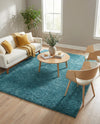 Cozy Comfort Shag Collection Area Rug - Haven (Turquoise) Square Turquoise  lifestyle 42