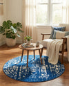 Brighton Stripes Collection Area Rug - Sussex (Navy Blue) Round Navy Blue  lifestyle 43