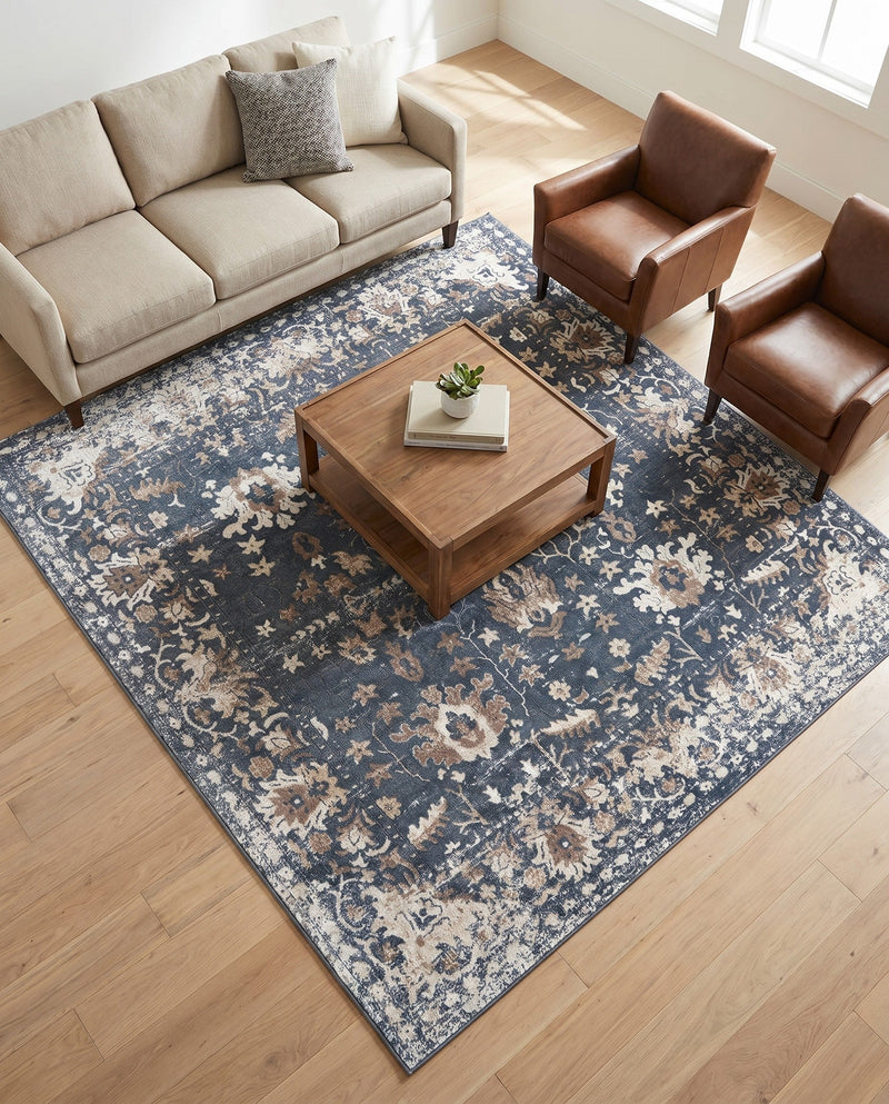 Cascade Range Collection Area Rug -  Shasta (Blue) Square Blue  lifestyle 79