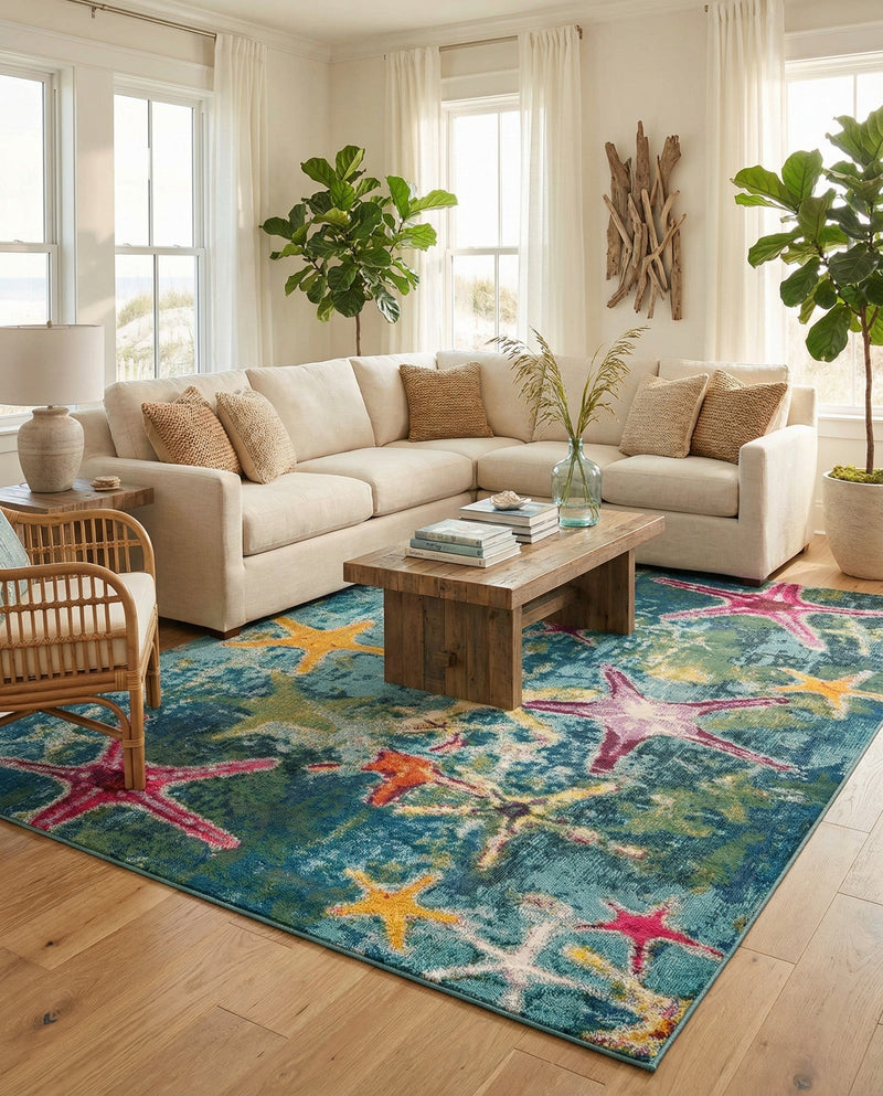 Sorrento Shores Collection Area Rug - Positano Rectangle Navy Blue  lifestyle 37