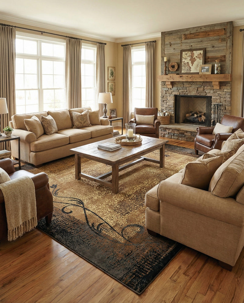 Bistro Lounge Collection Area Rug -  Affogato Rectangle Beige  lifestyle 12