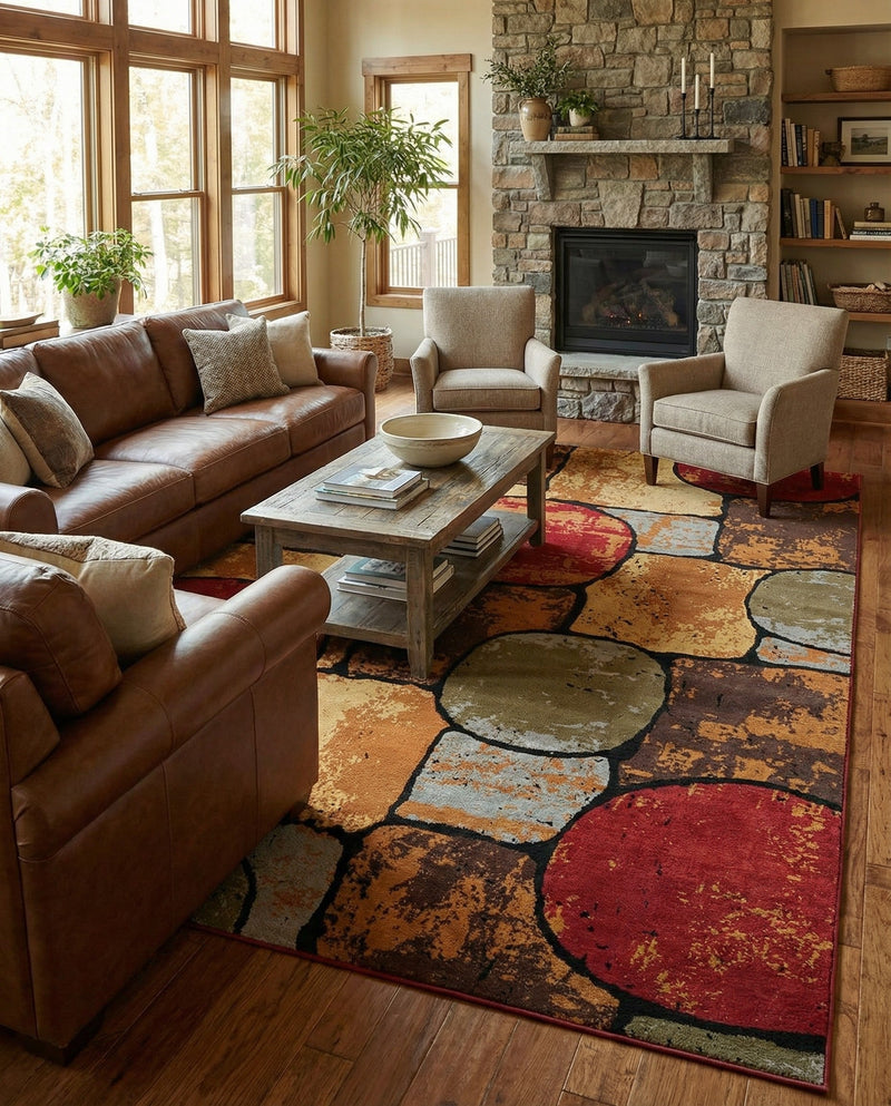 Bistro Lounge Collection Area Rug -  Cappuccino Rectangle Multi  lifestyle 5