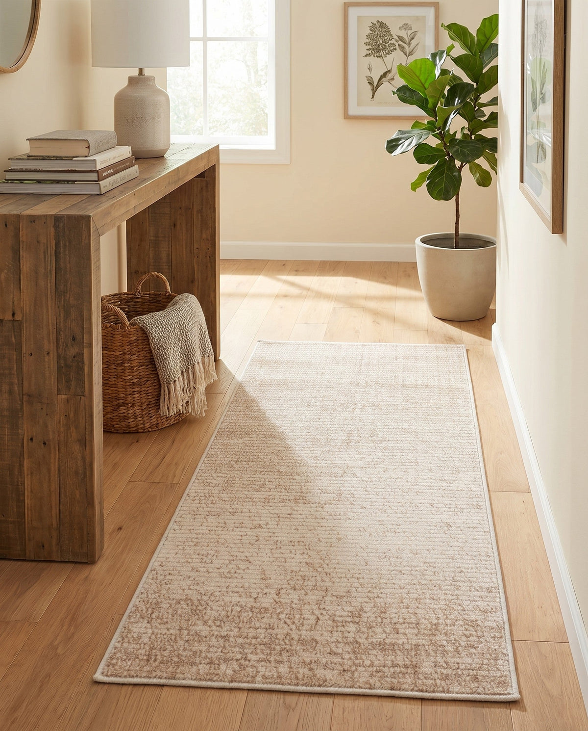 Jewel Oasis Collection Area Rug - Sapphire (Ivory) Runner Ivory  lifestyle 156