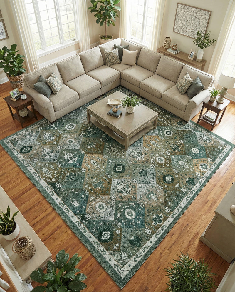 Brighton Terrace Collection Area Rug -  Rottingdean (Green) Square Green  lifestyle 70