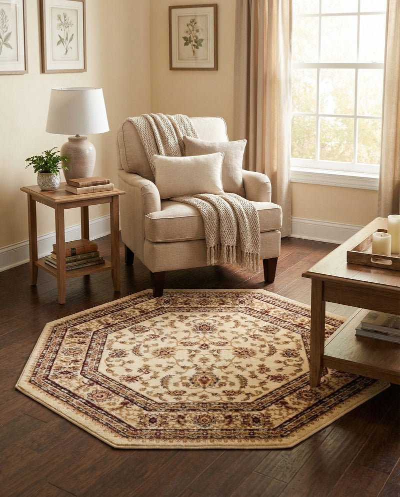 Jaipur Elegance Collection Area Rug -  Nahargarh (Cream) Octagon Cream  lifestyle 44