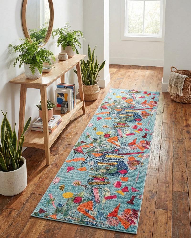 Colorburst Oasis Collection Area Rug -  Fresco Runner Aqua  lifestyle 45