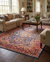Heritage Elegance Collection Area Rug -  Hearst Rectangle Navy Blue  lifestyle 11