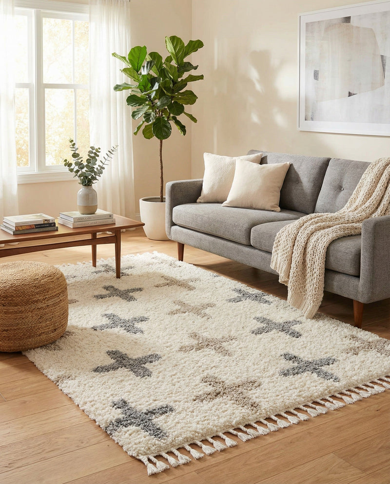Cozy Cove Shag Collection Area Rug -  Driftwood Rectangle Ivory  lifestyle 10