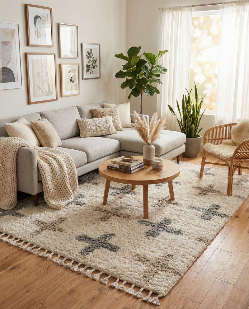 Cozy Cove Shag Collection Area Rug -  Driftwood Rectangle Ivory  lifestyle 11
