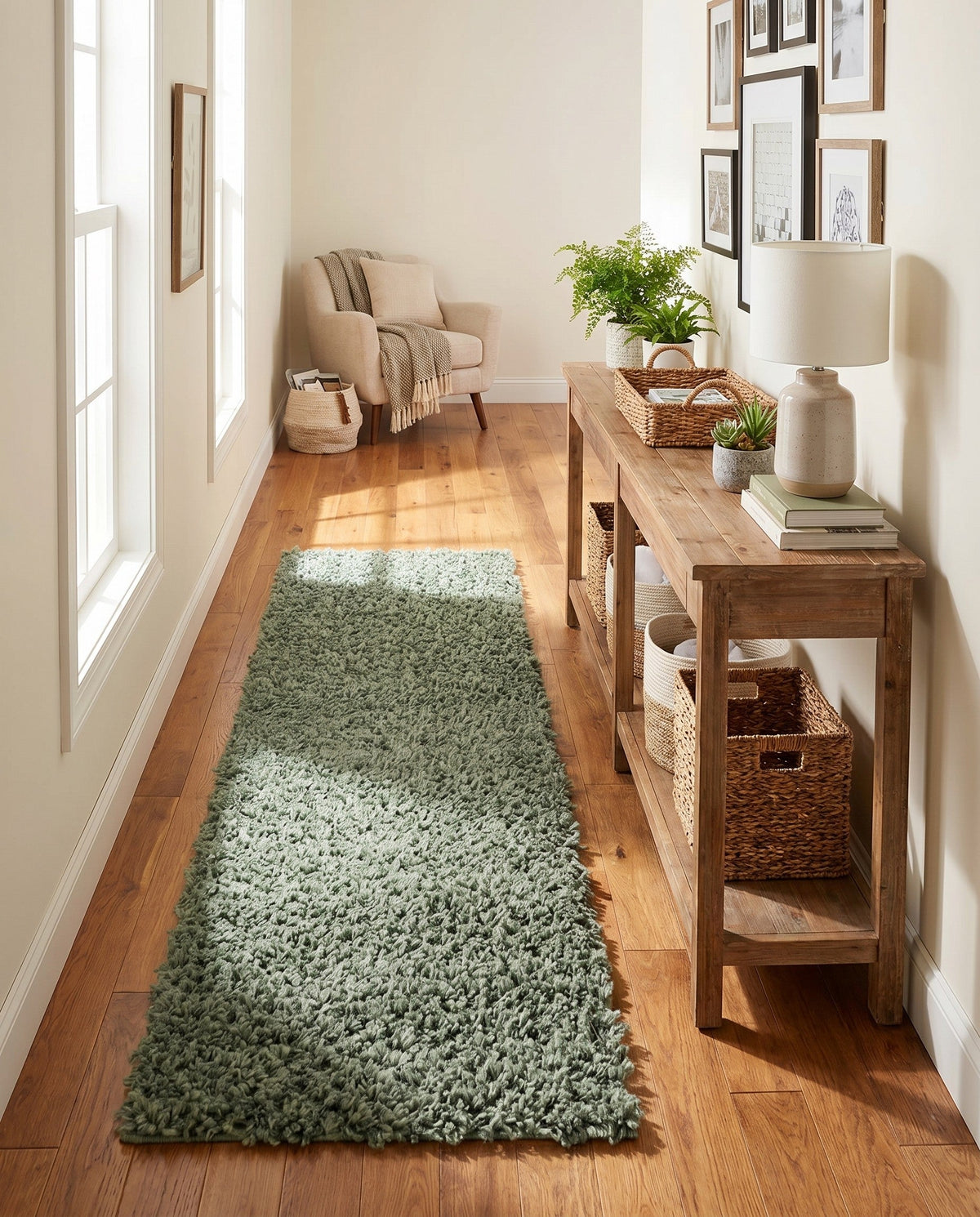 Alpine Plush Collection Area Rug -  Cortina (Sage) Runner Sage  lifestyle 76