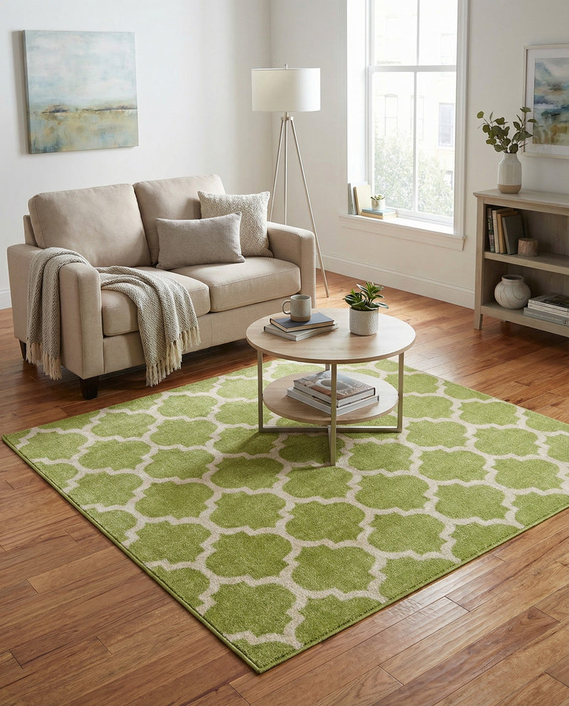 Lattice Gardens Collection Area Rug -  Bloomfield (Light Green) Square Light Green  lifestyle 61