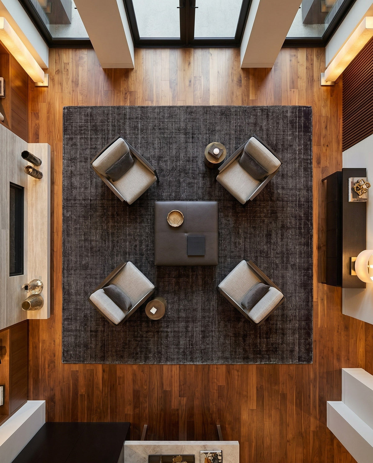 Nordic Loom Geometric Collection Area Rug - Oslo Square Jet Black  lifestyle 171