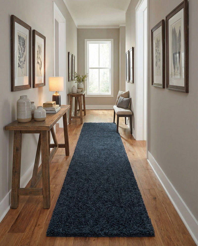 Plush Oasis Collection Area Rug - Serenity (Sapphire Blue) Runner Sapphire Blue  lifestyle 60