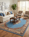 Tabriz Tapestry Collection Area Rug - Azerbaijan (Light Blue) Rectangle Light Blue  lifestyle 25