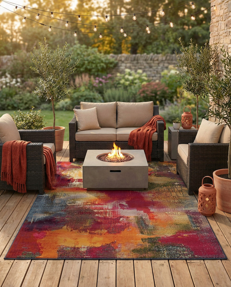 Urban Terrace Collection Area Rug -  Atrium Rectangle Multi  lifestyle 65