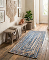 Woven Udaipur Collection Area Rug - Sahara Runner Blue and Natural  lifestyle 83