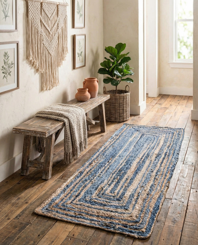 Woven Udaipur Collection Area Rug - Sahara Runner Blue and Natural  lifestyle 83