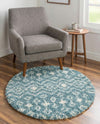 Berber Lattice Shag Collection Area Rug - Atlas (Light Blue) Round Light Blue  lifestyle 40