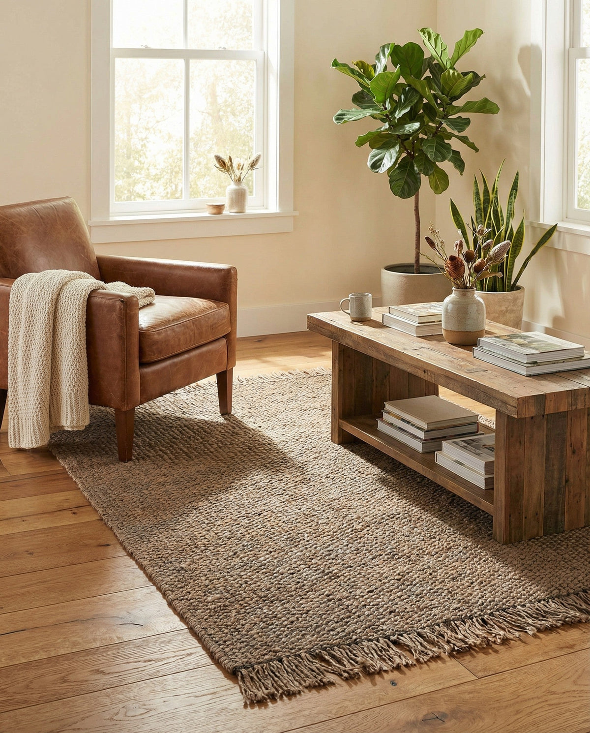 Savannah Jute Collection Area Rug - Seashore Rectangle Gray  lifestyle 35
