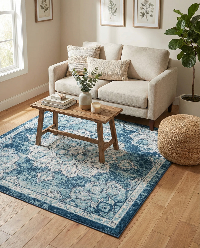 Beverly Grove Collection Area Rug - Melrose (Navy Blue) Square Navy Blue  lifestyle 61