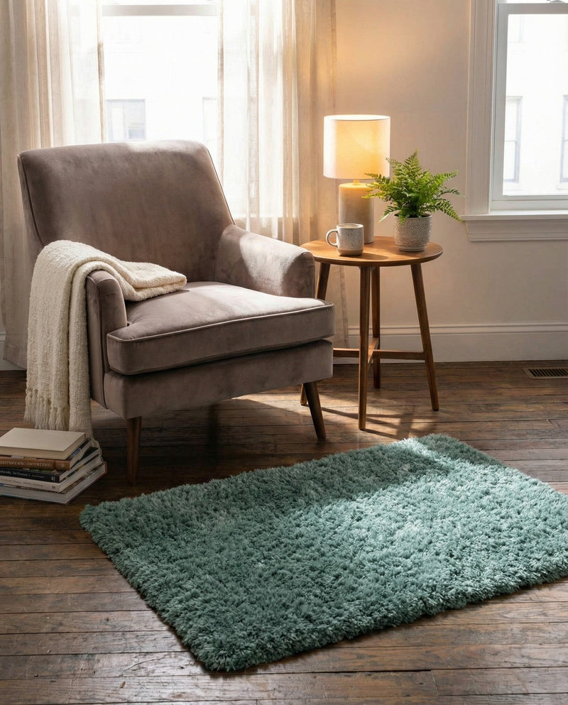 Eternal Plush Oasis Collection Area Rug -  Tranquility (Forest Green) Rectangle Forest Green  lifestyle 12