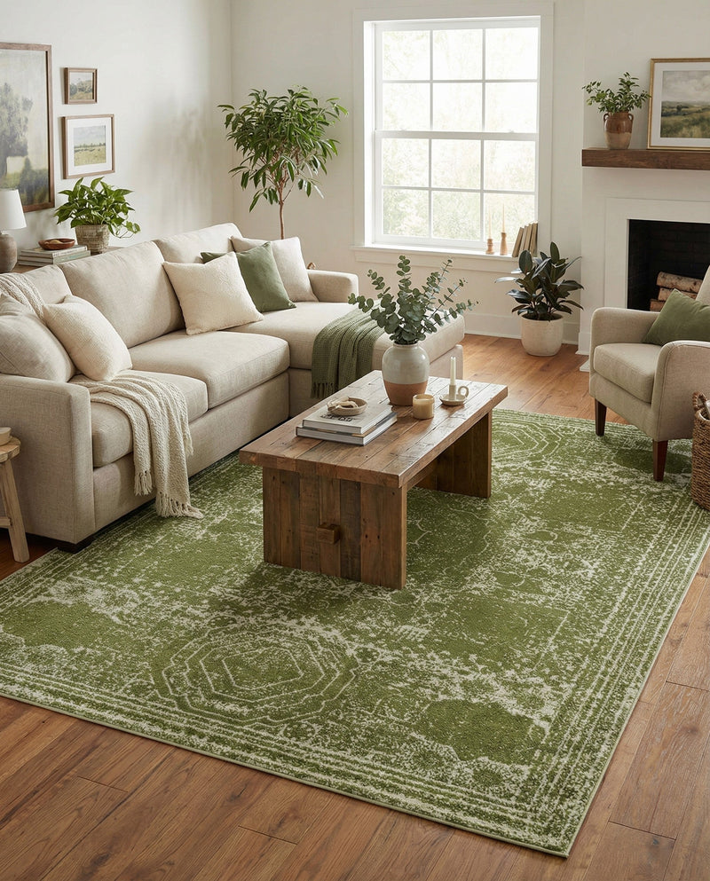 Dover Terrace Collection Area Rug -  Lagoon (Green) Rectangle Green  lifestyle 13