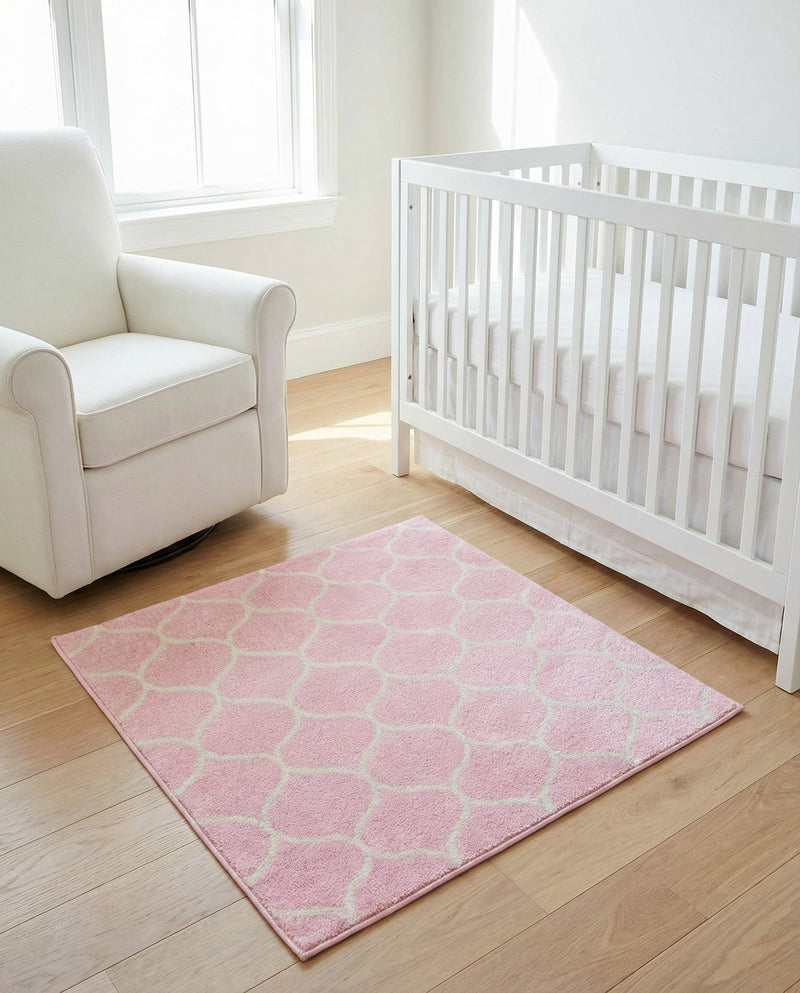 Trellis Mosaic Collection Area Rug -  Pergolatown (Light Pink) Square Light Pink  lifestyle 45