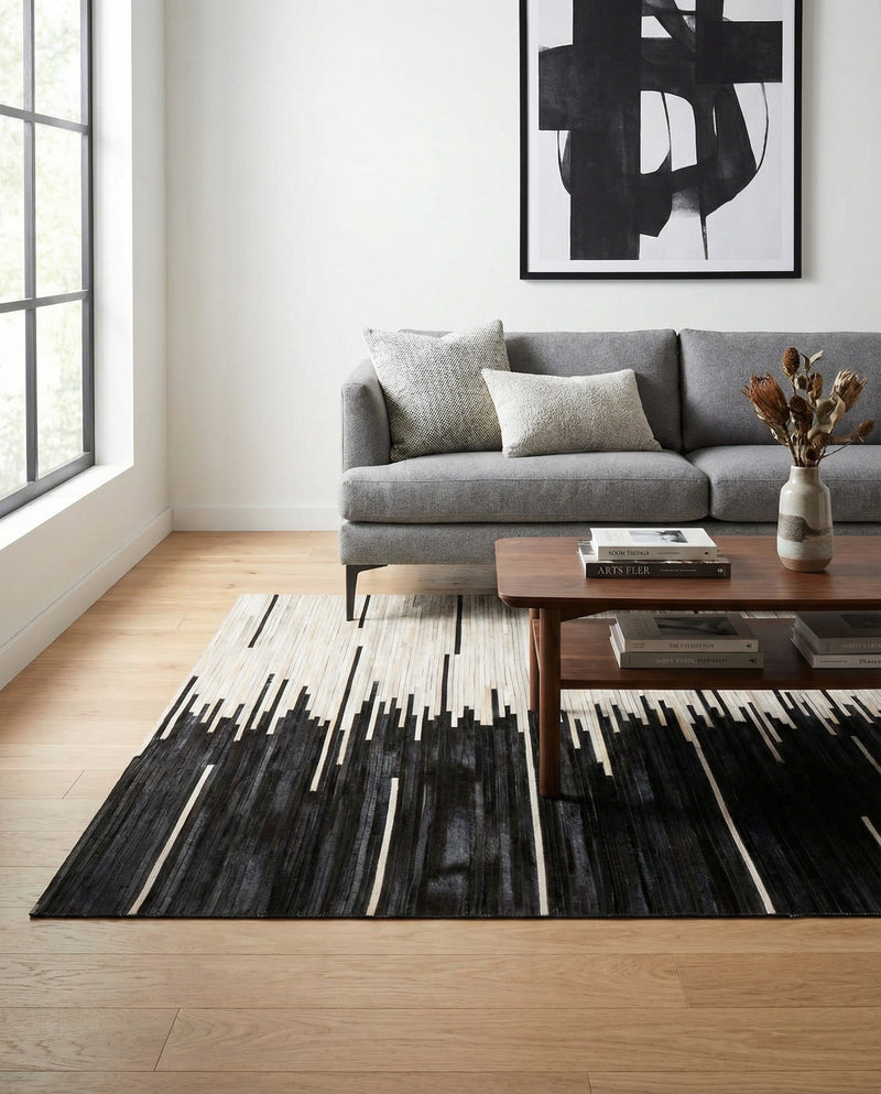 Savannah Hideaway Collection Area Rug - Savannah Rectangle Black White  lifestyle 5