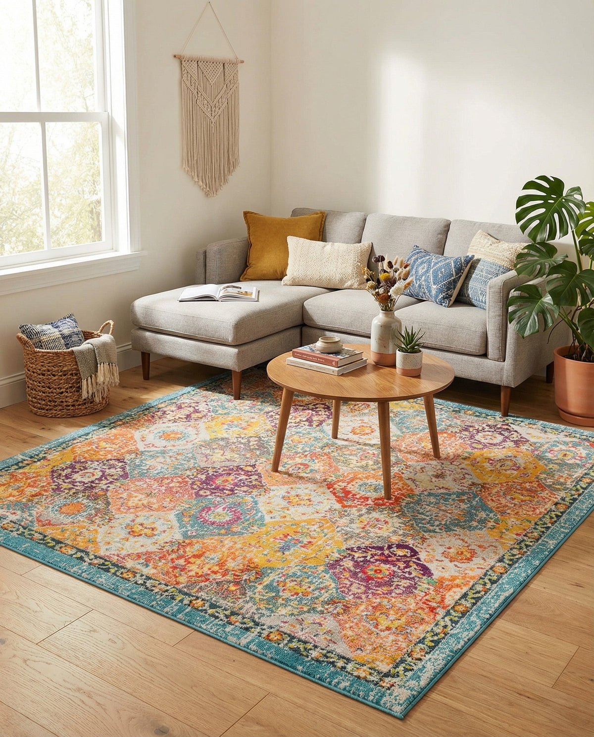 Brighton Terrace Collection Area Rug -  Rottingdean (Multi) Square Multi  lifestyle 98