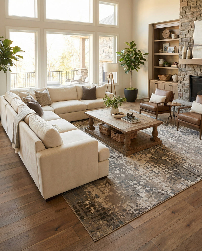 Chromatic Oasis Collection Area Rug -  Tropic Rectangle Gray  lifestyle 28