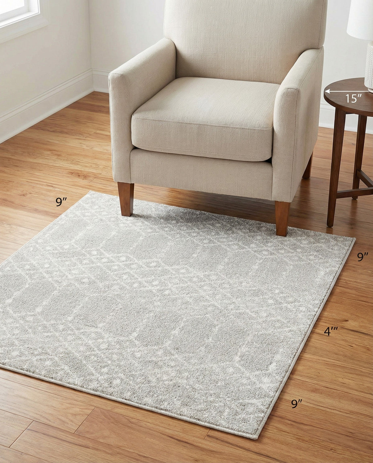 Marrakesh Lattice Collection Area Rug - Casablanca (Light Gray) Square Light Gray  lifestyle 96