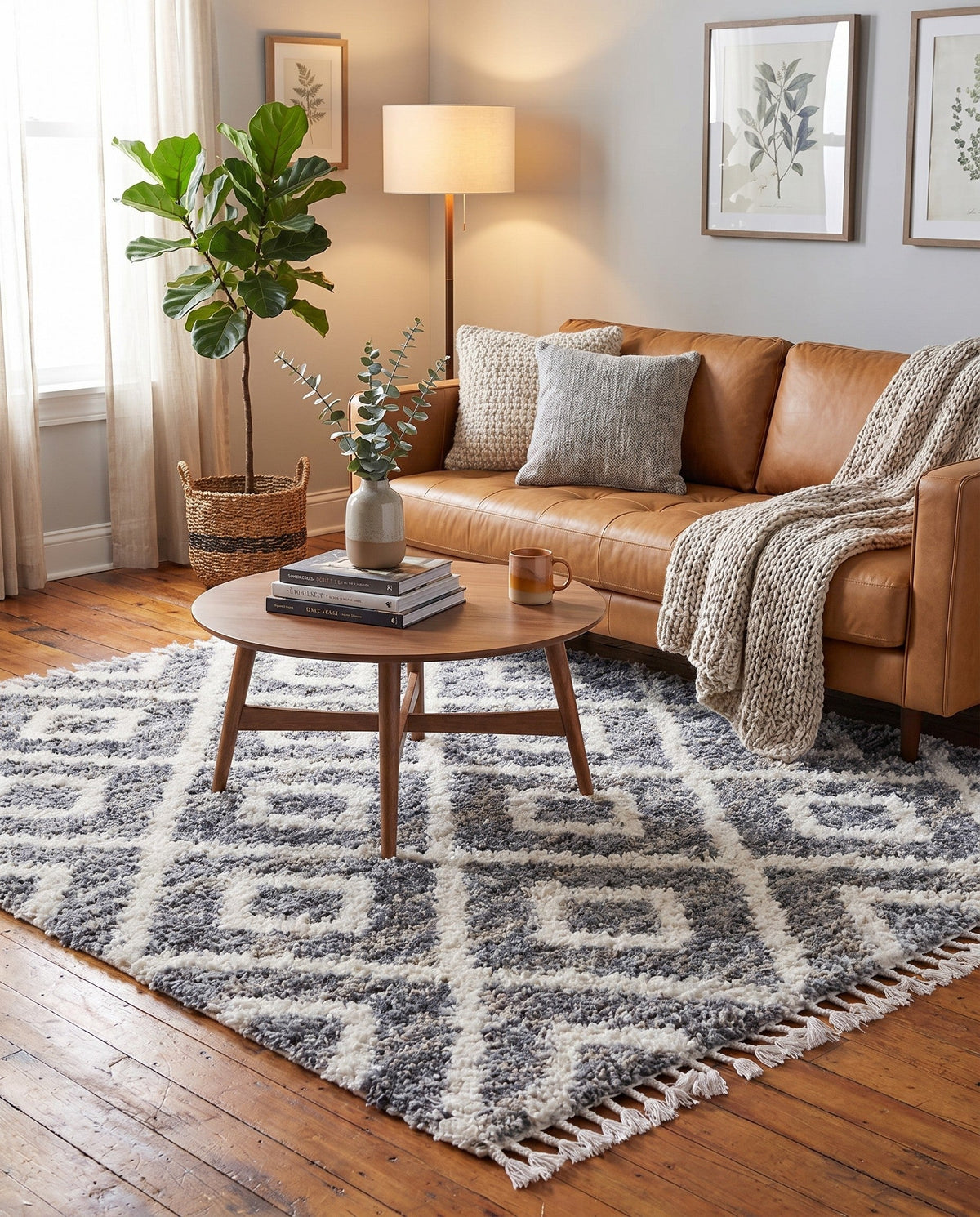 Cozy Cove Shag Collection Area Rug -  Dunes Square Gray  lifestyle 157