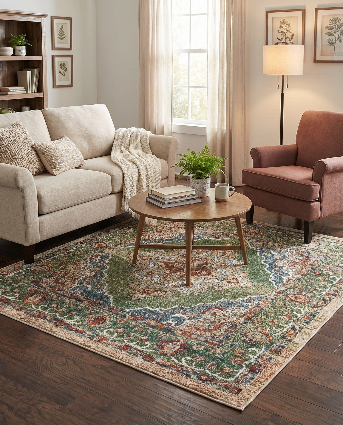Savannah Soiree Collection Area Rug - Serengeti (Green) Square Green  lifestyle 83