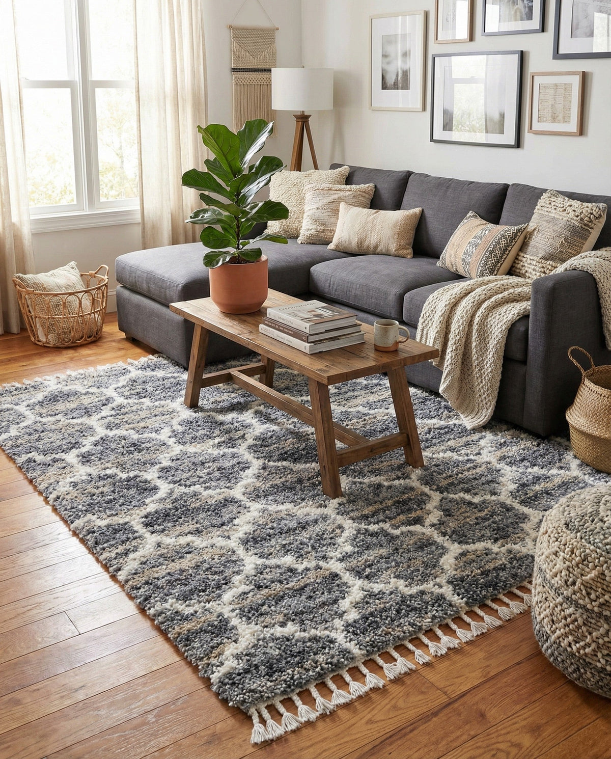 Cozy Cove Shag Collection Area Rug - Marina Square Gray  lifestyle 144