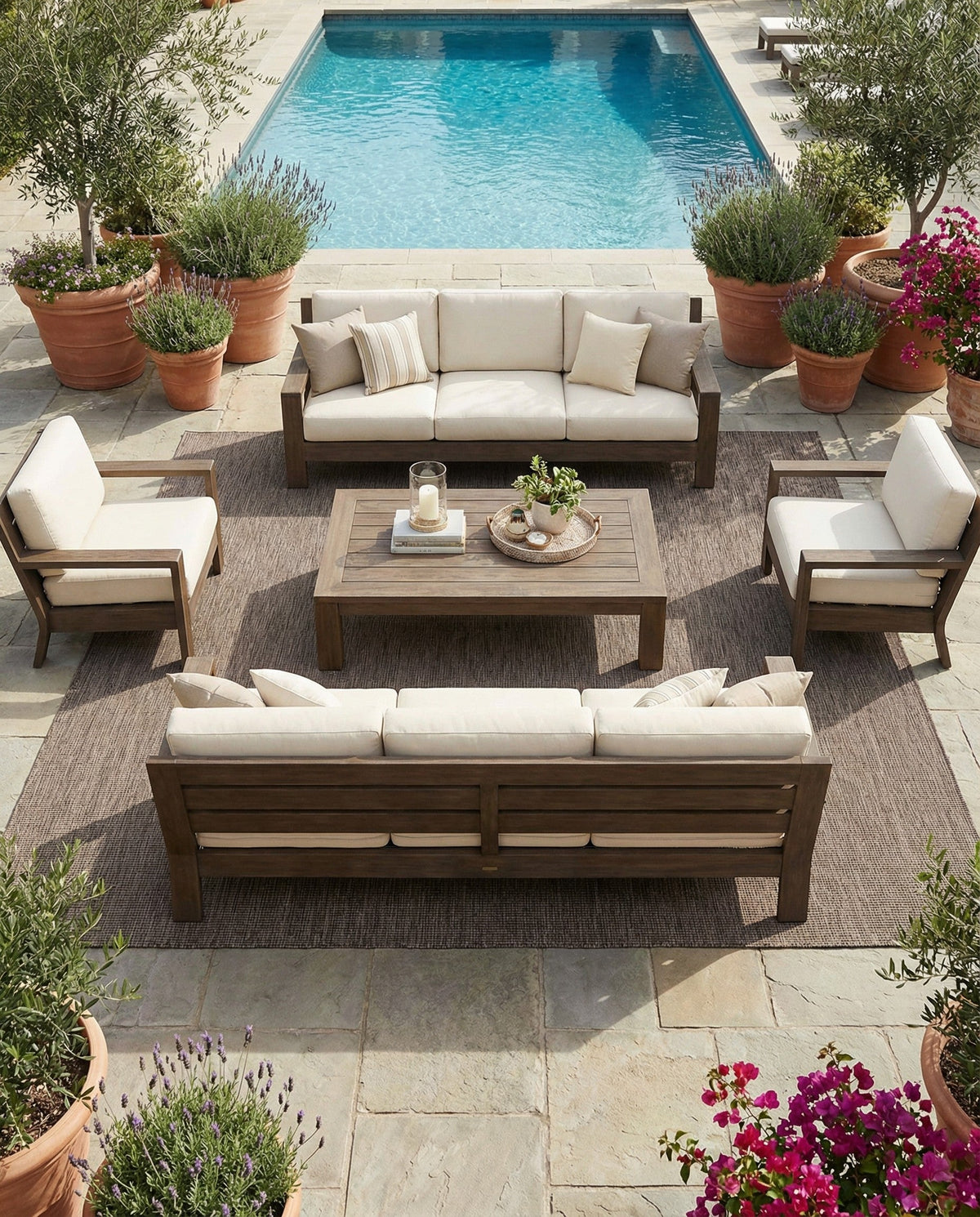 Seaside Serenity Collection Area Rug - Veranda (Light Brown) Square Light Brown  lifestyle 120