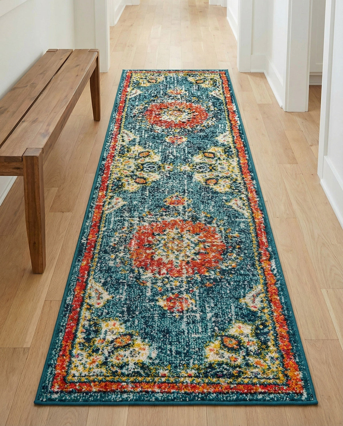 Brighton Terrace Collection Area Rug - Hove (Blue) Runner Blue  lifestyle 104