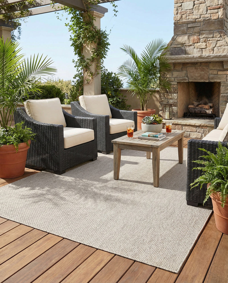 Seaside Serenity Collection Area Rug - Veranda (Light Gray) Rectangle Light Gray  lifestyle 26
