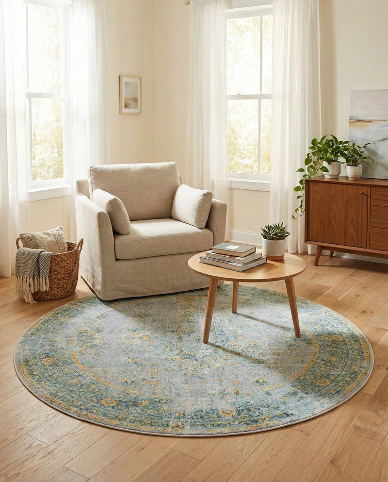 Caribbean Breeze Collection Area Rug -  Calypso Round Gray  lifestyle 43